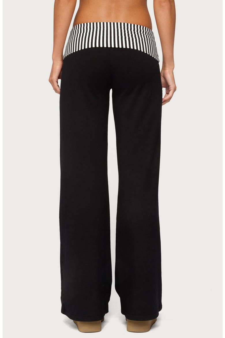 Meshey Striped Foldover Pants, Alternate, color, BLACK