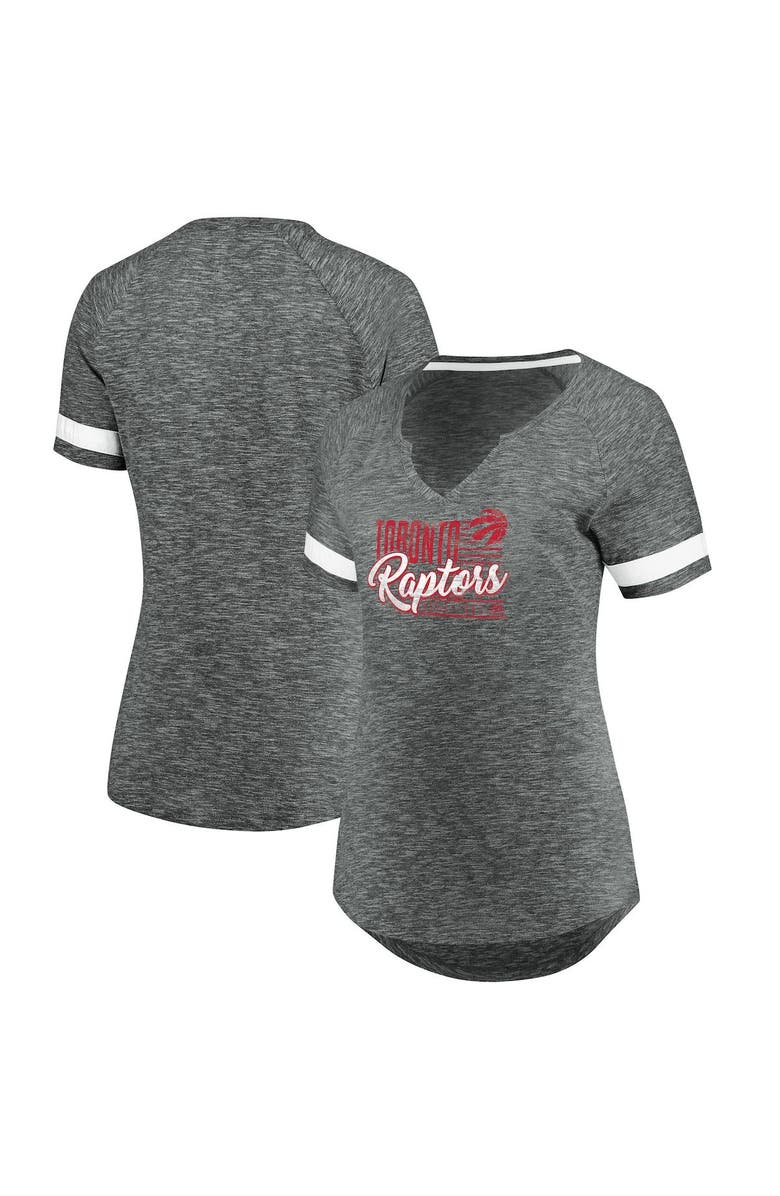 FANATICS Women's Fanatics Branded Gray/White Toronto Raptors Showtime Winning With Pride Notch Neck T-Shirt, Main, color, Gray