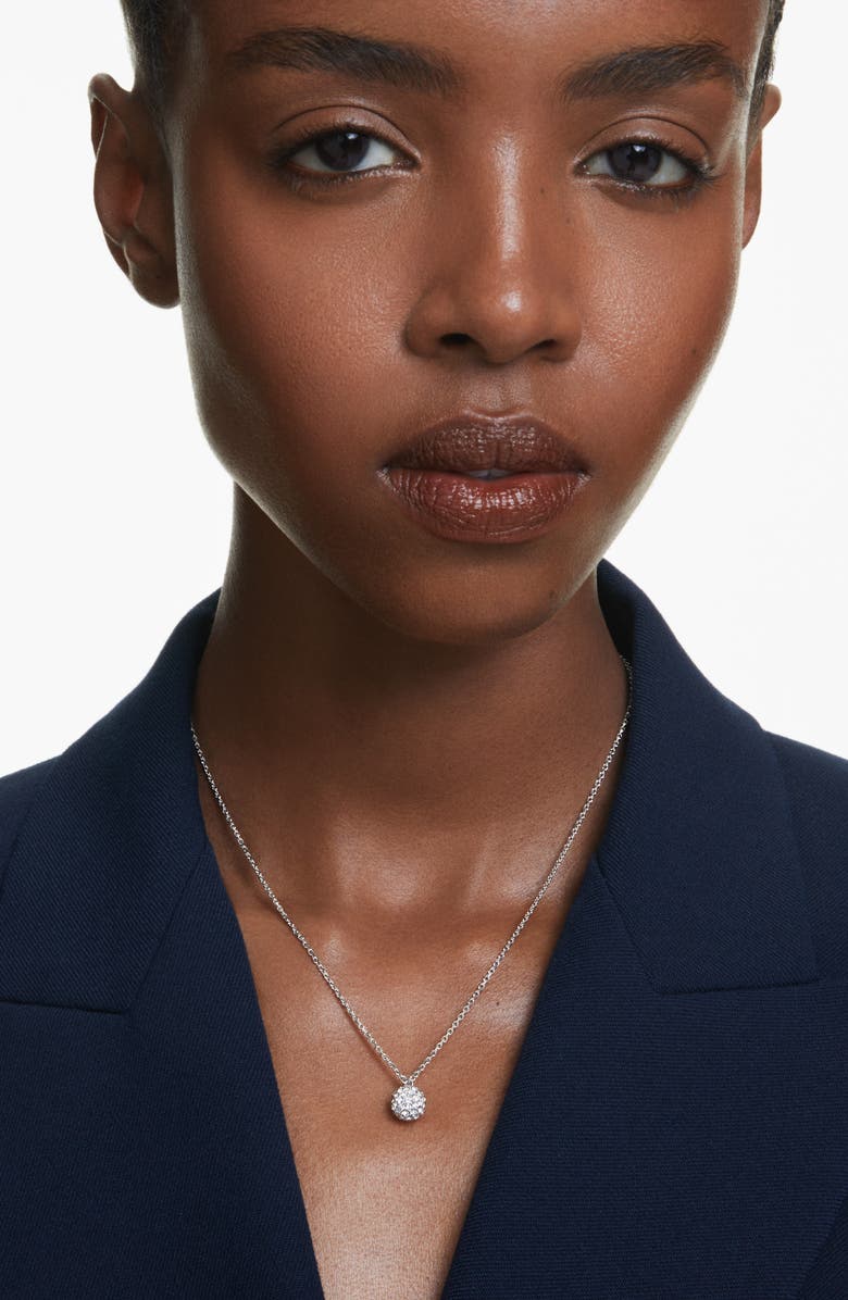 Swarovski Dextera Pavé Sphere Pendant Necklace, Alternate, color, White/ Silver