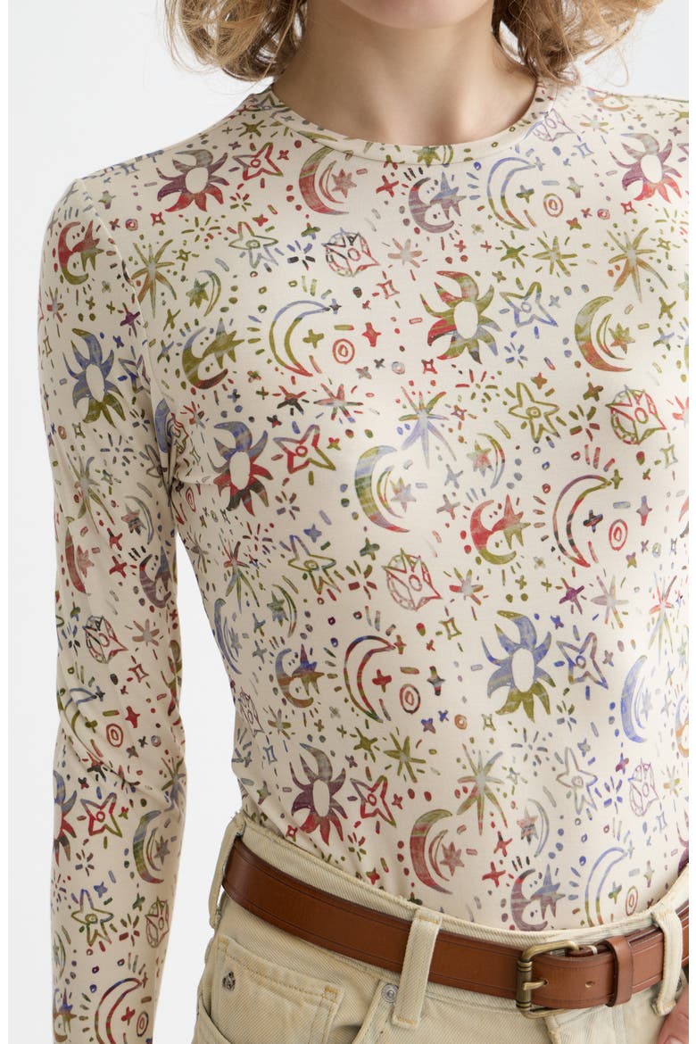 Print Long Sleeve T-Shirt, Alternate, color, COSMIC SKY EGGNOG