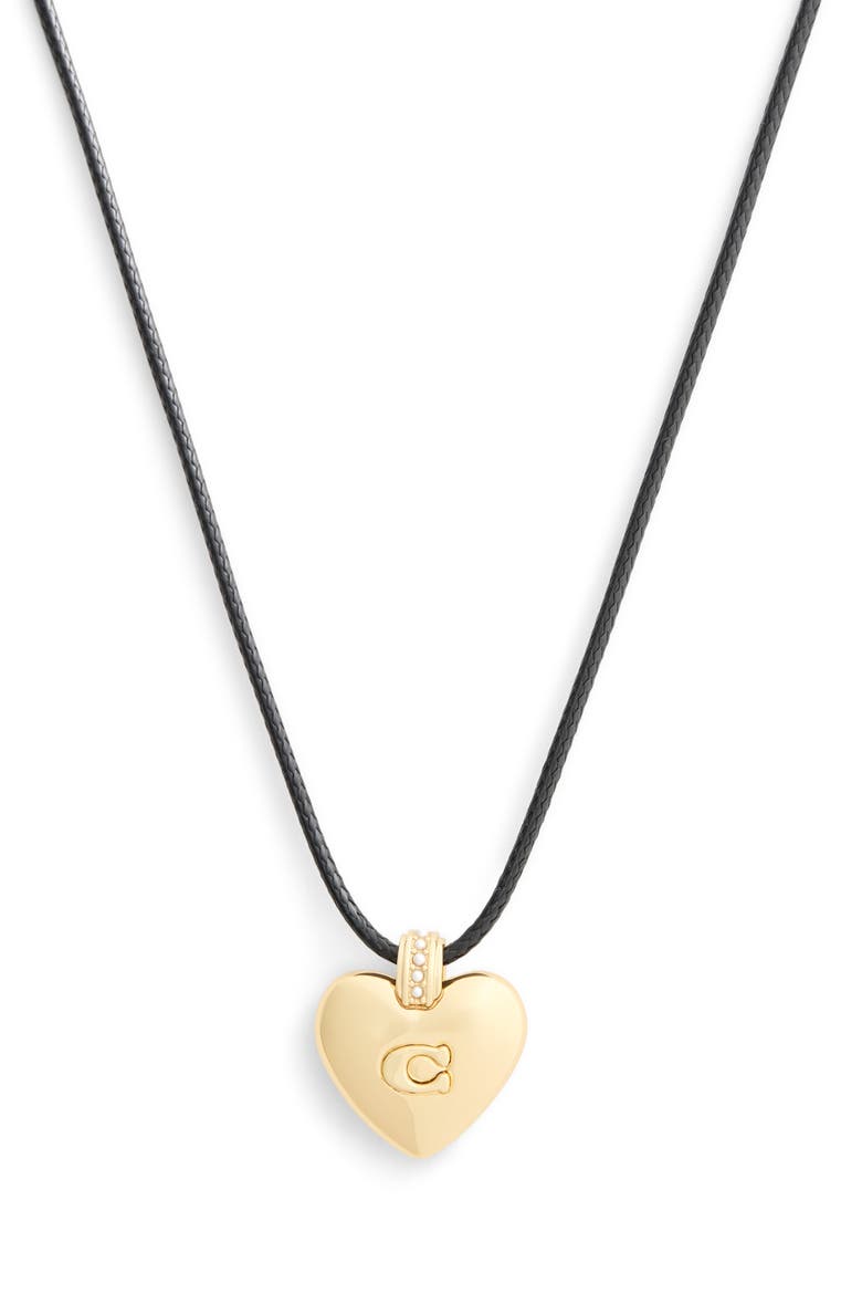 Puffy Heart Cord Necklace, Main, color, SHINY GOLD