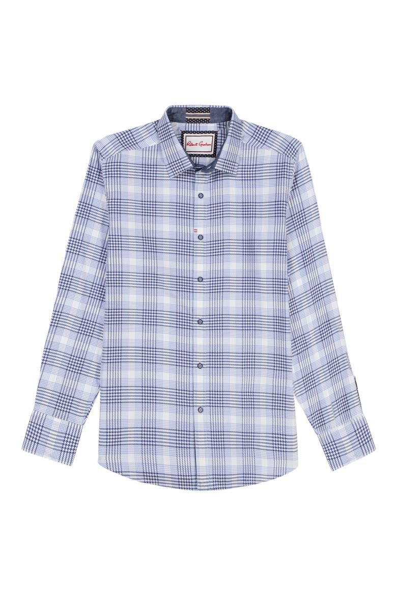 Delford Plaid Cotton Button-Up Shirt, Alternate, color, NAVY