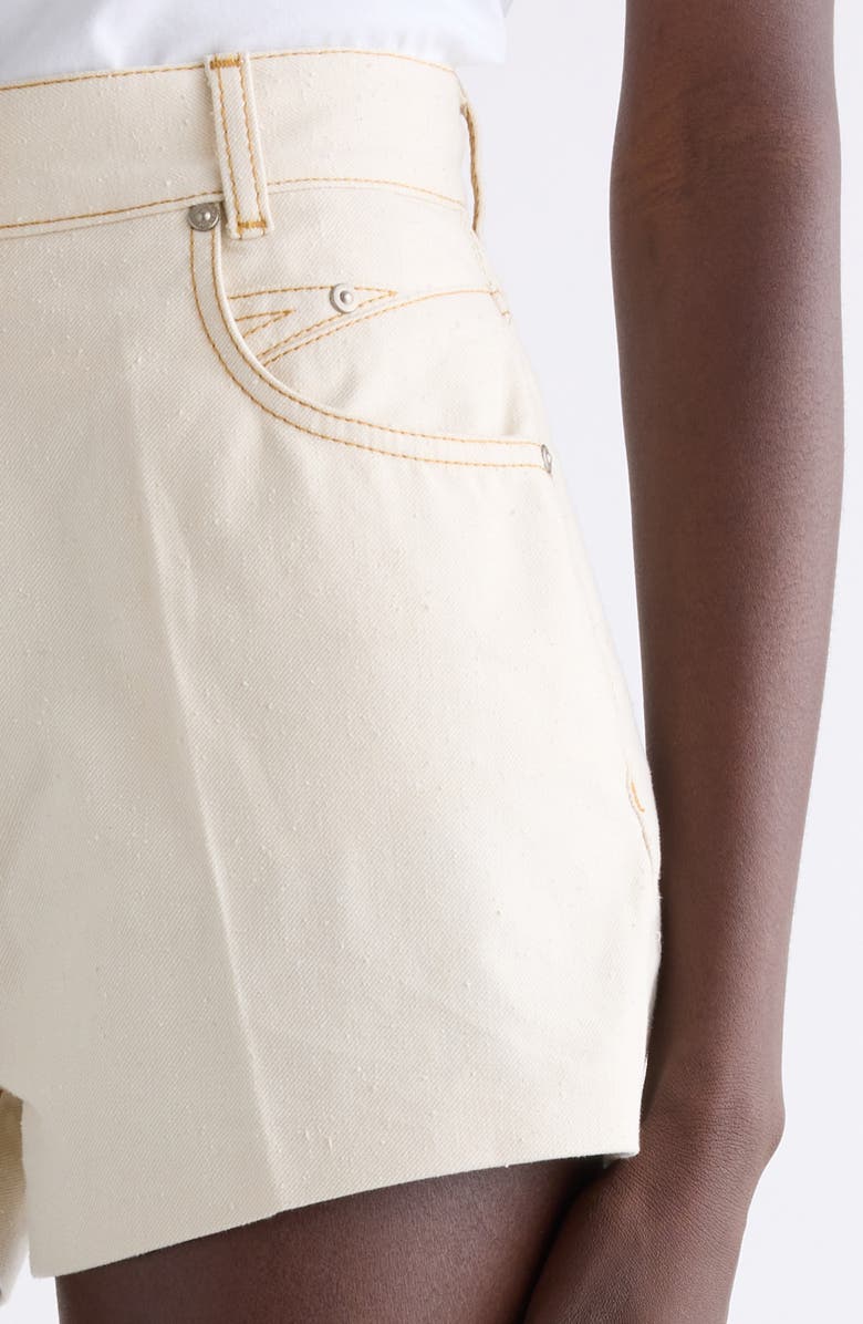 Givenchy Embroidered Pocket Denim Shorts, Alternate, color, Ecru