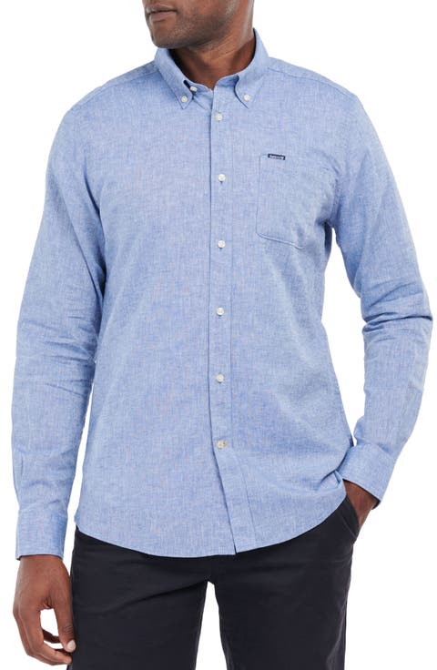 Nelson Tailored Fit Solid Linen & Cotton Button-Down Shirt