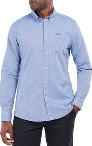 Barbour Nelson Tailored Fit Solid Linen & Cotton Button-Down Shirt