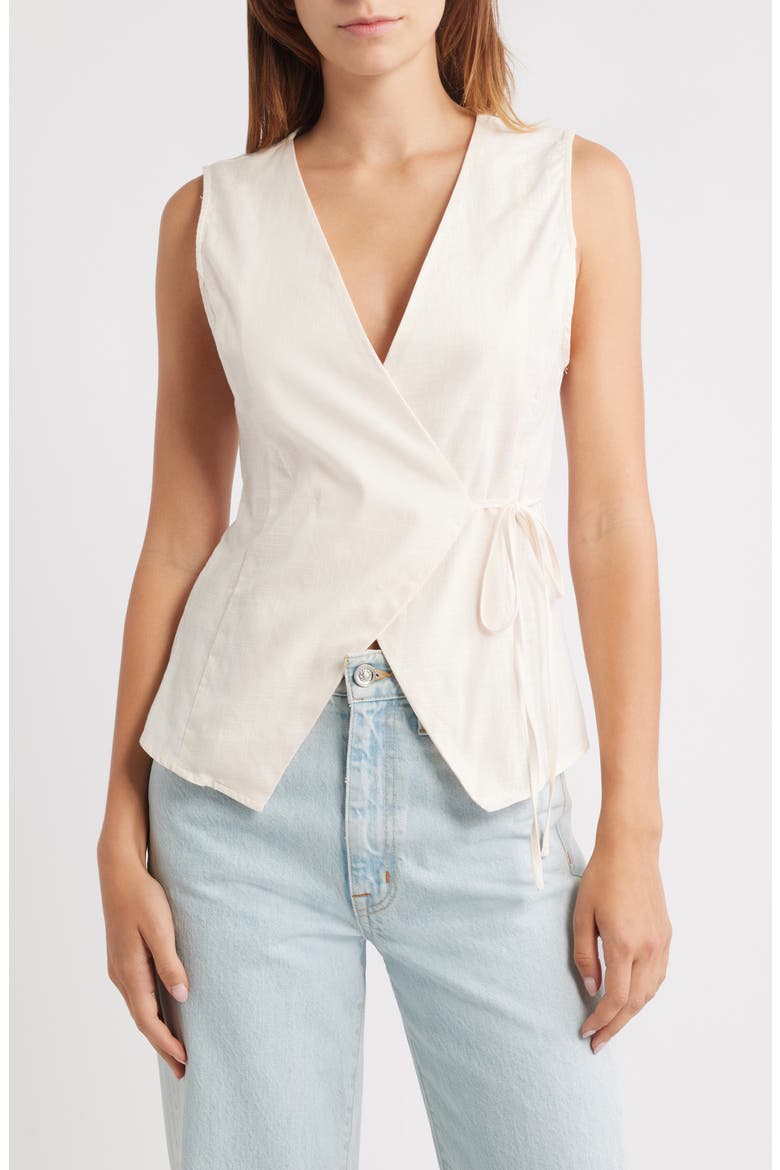 Vanni Wrap Front Cotton Top, Main, color, CREAM