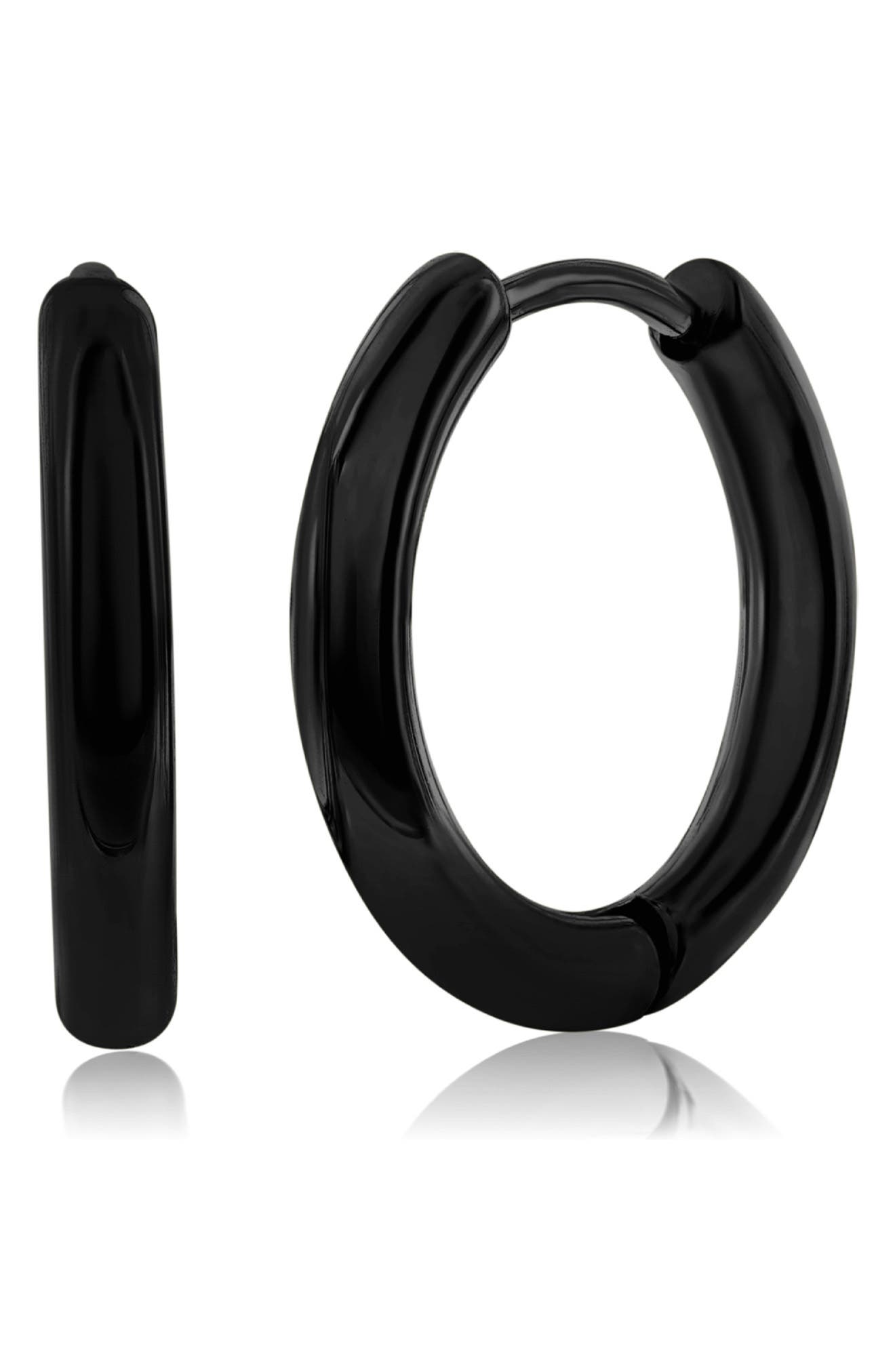 Men's 11.5mm Stainless Steel Hoop Earrings