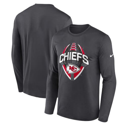 Nike Anthracite Kansas City Chiefs Primetime Legend Icon Performance Long Sleeve T-shirt In Gray