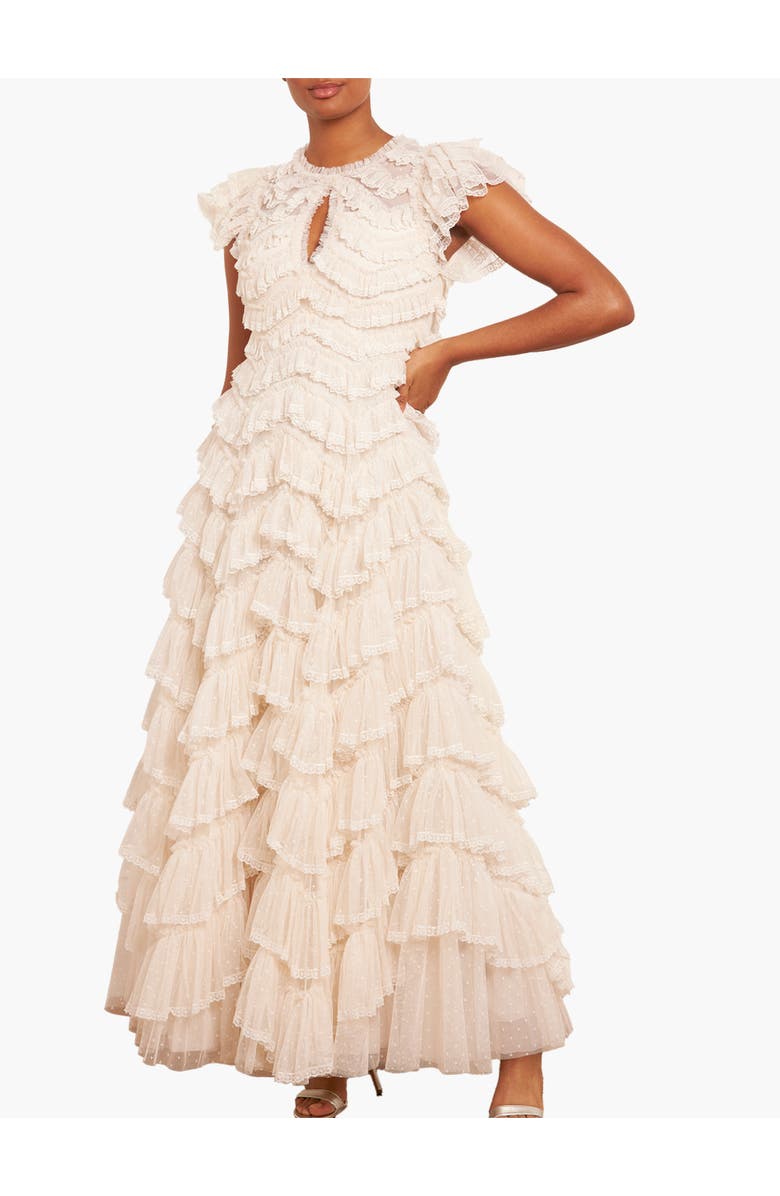 Needle & Thread Libby Lace Gown, Main, color, Cream