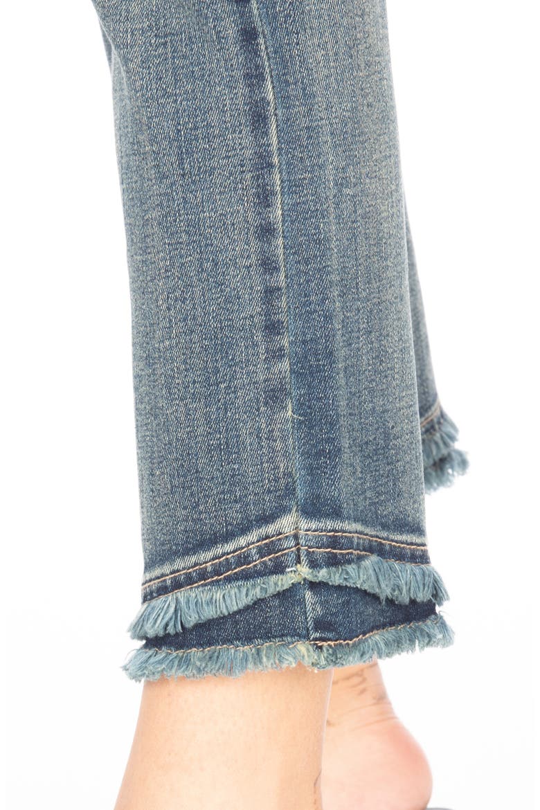 Olivia Double Frayed Hem Mid Rise Ankle Slim Jeans, Alternate, color, MEDIUM INDIGO