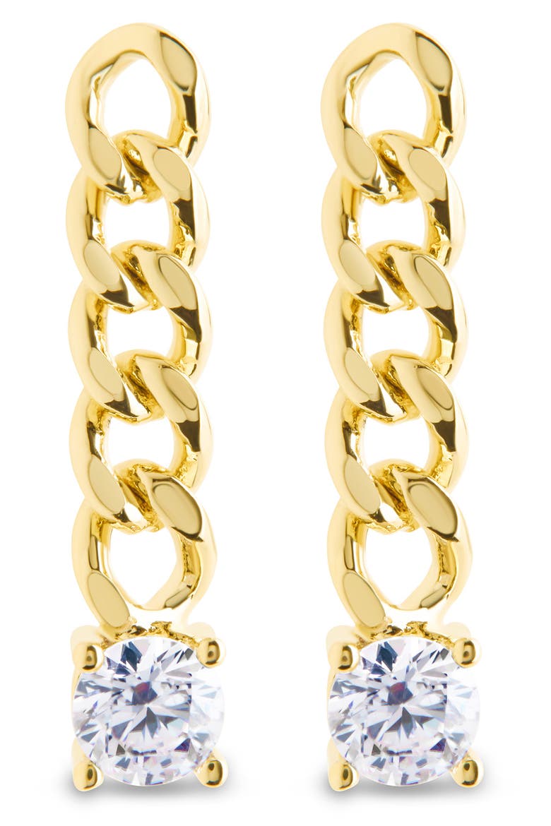 Phoebe Cubic Zirconia Chain Link Drop Earrings, Alternate, color, GOLD