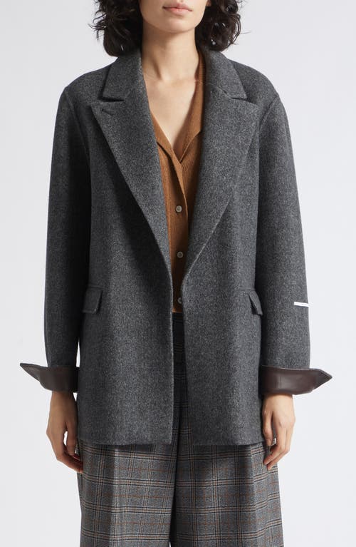 Marella Wool Jacket With Leather Cuffs In Gray