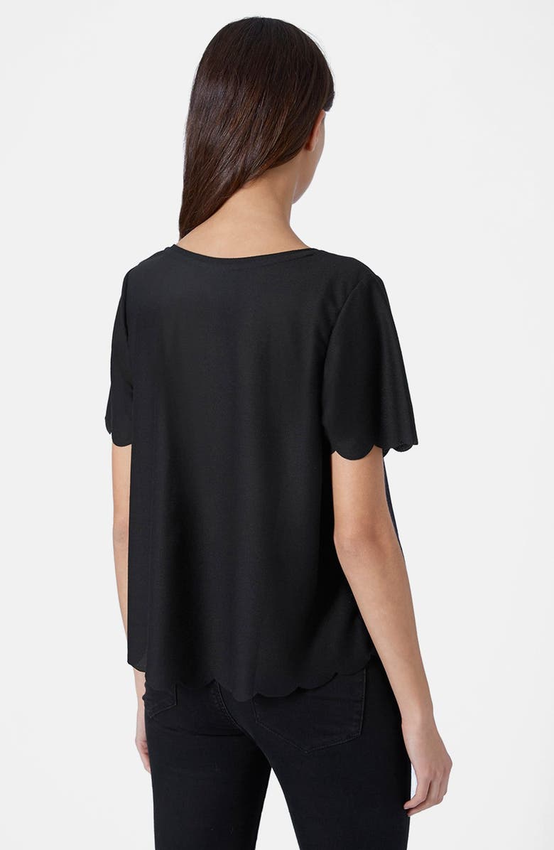 Topshop Scallop Frill Tee, Alternate, color,