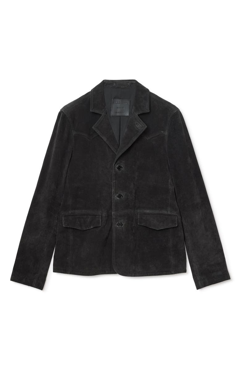 AllSaints Hornett Single Breasted Suede Blazer, Alternate, color, Twilight Black