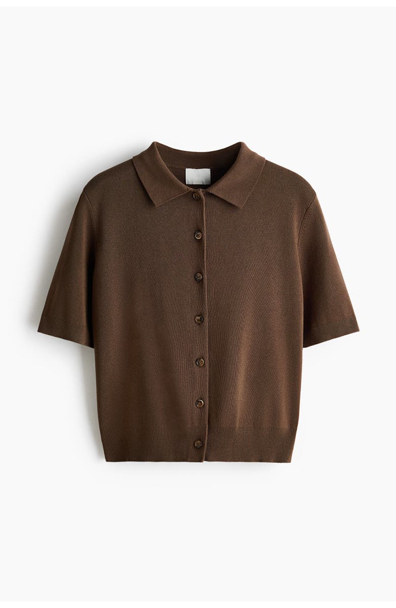 H&M Collared Cardigan, Alternate, color, Dark Brown