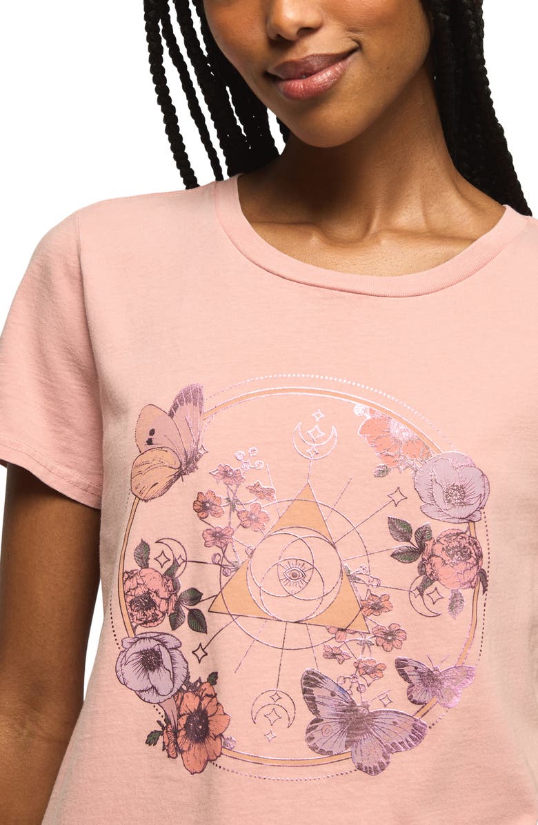 Lucky Brand Celestial Butterfly Graphic T-Shirt, Alternate, color, Mellow Rose