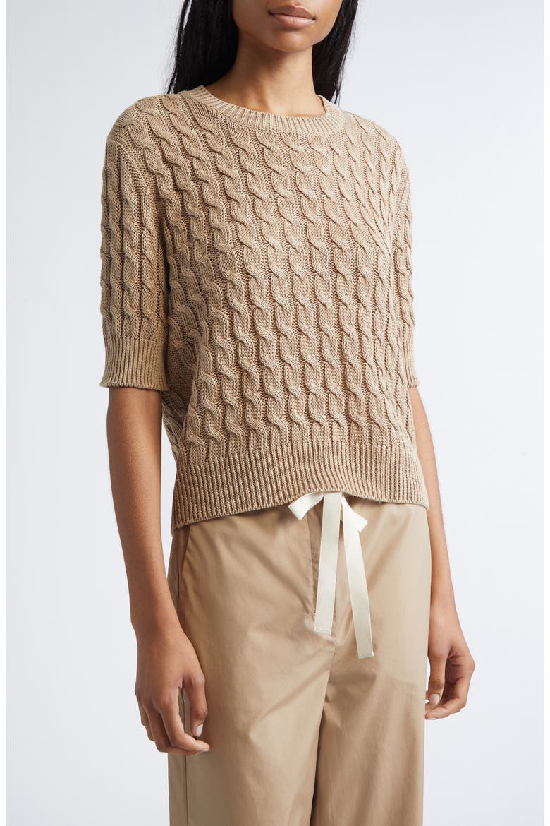 Talamo Cable Knit Linen Sweater, Main, color, DESERT
