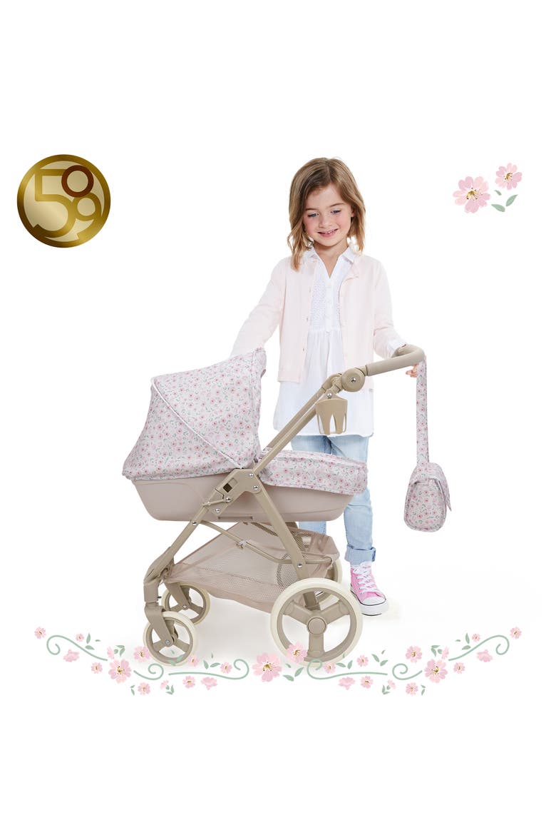 Little Flora, Bella 2 In 1 Doll Pram, Convertible Toy Stroller, Alternate, color, Beige