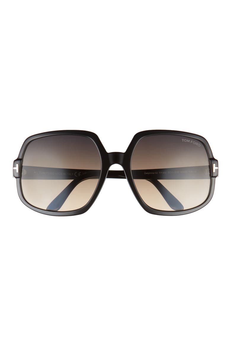 Delphine 60mm Gradient Sunglasses, Main, color, SHINY BLACK / GRADIENT SMOKE