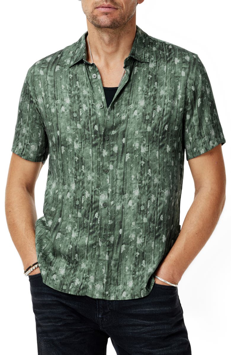 John Varvatos Sean Short Sleeve Button-Up Shirt, Main, color, Clover Green