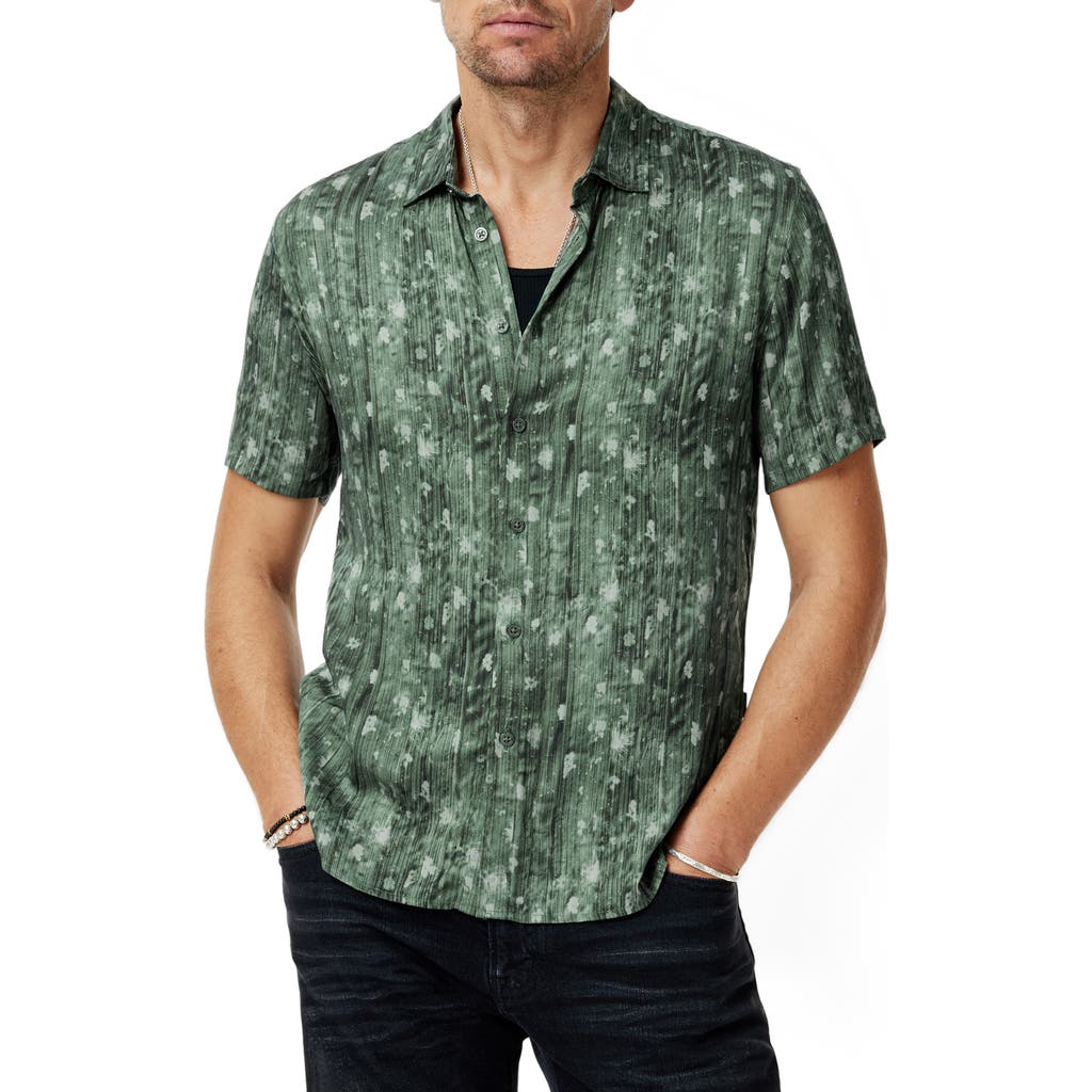 John Varvatos Sean Short Sleeve Button-up Shirt In Clover Green