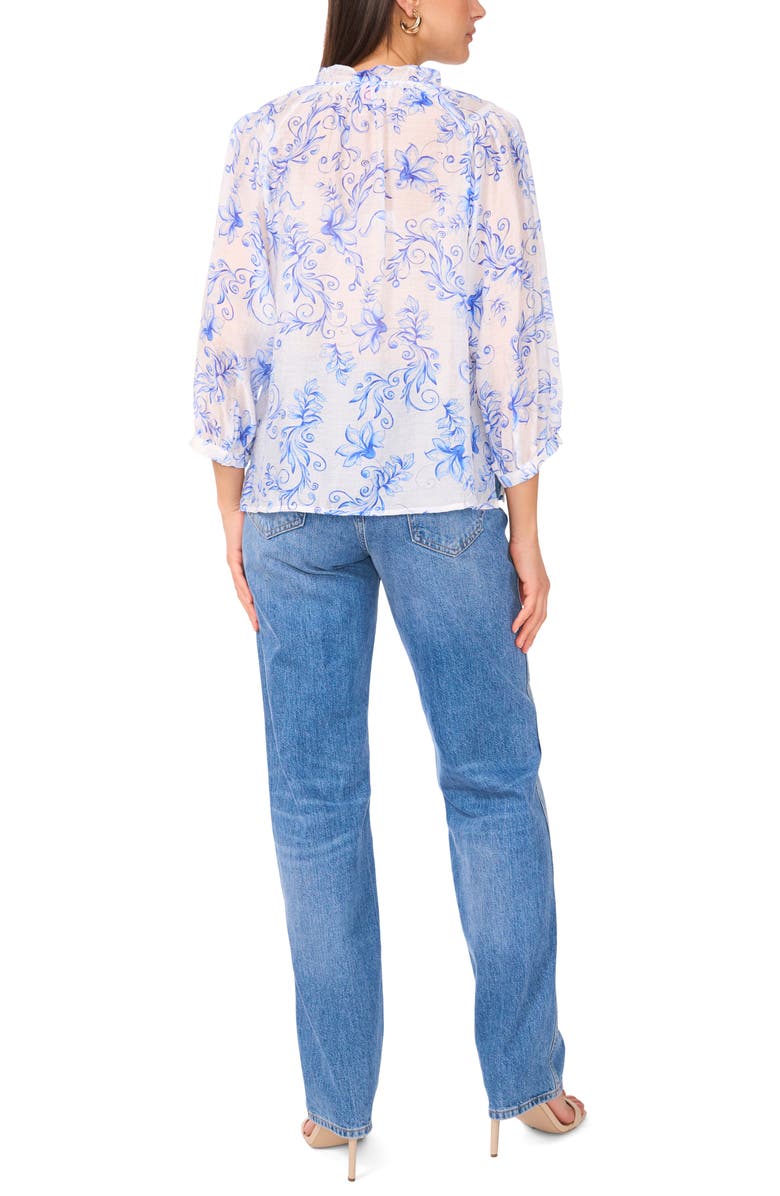 Vince Camuto Floral Print Raglan Sleeve Peasant Top, Alternate, color, Lucent White