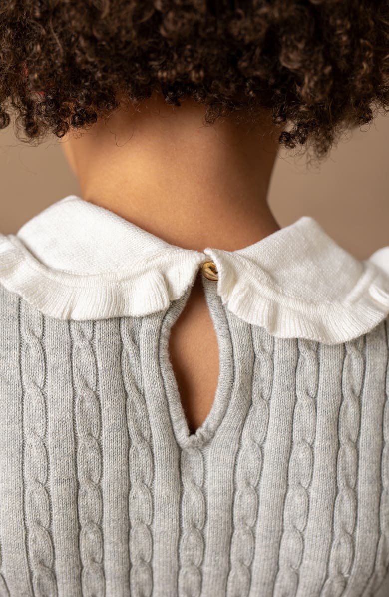 Hope & Henry Baby Girls' Organic Peter Pan Collar Sweater Dress, Infant, Main, color, Gray Heather Cable