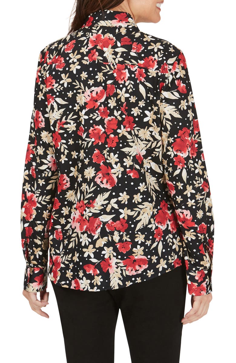 Foxcroft Ava Festive Floral Wrinkle-Free Shirt, Alternate, color, 