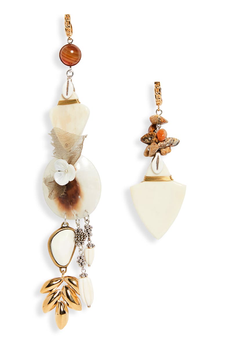 Asymmetric Drop Earrings, Main, color, ECRU