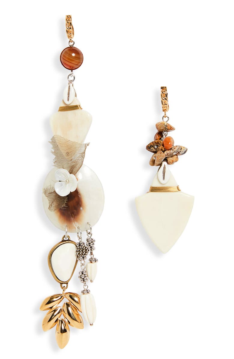 Isabel Marant Asymmetric Drop Earrings, Main, color, Ecru