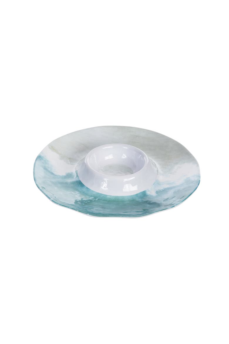 Shoreline Melamine Chip and Dip Server, Main, color, Blue