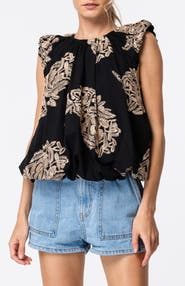 CIEBON Sabrina Embroidered Bubble Hem Cotton Top