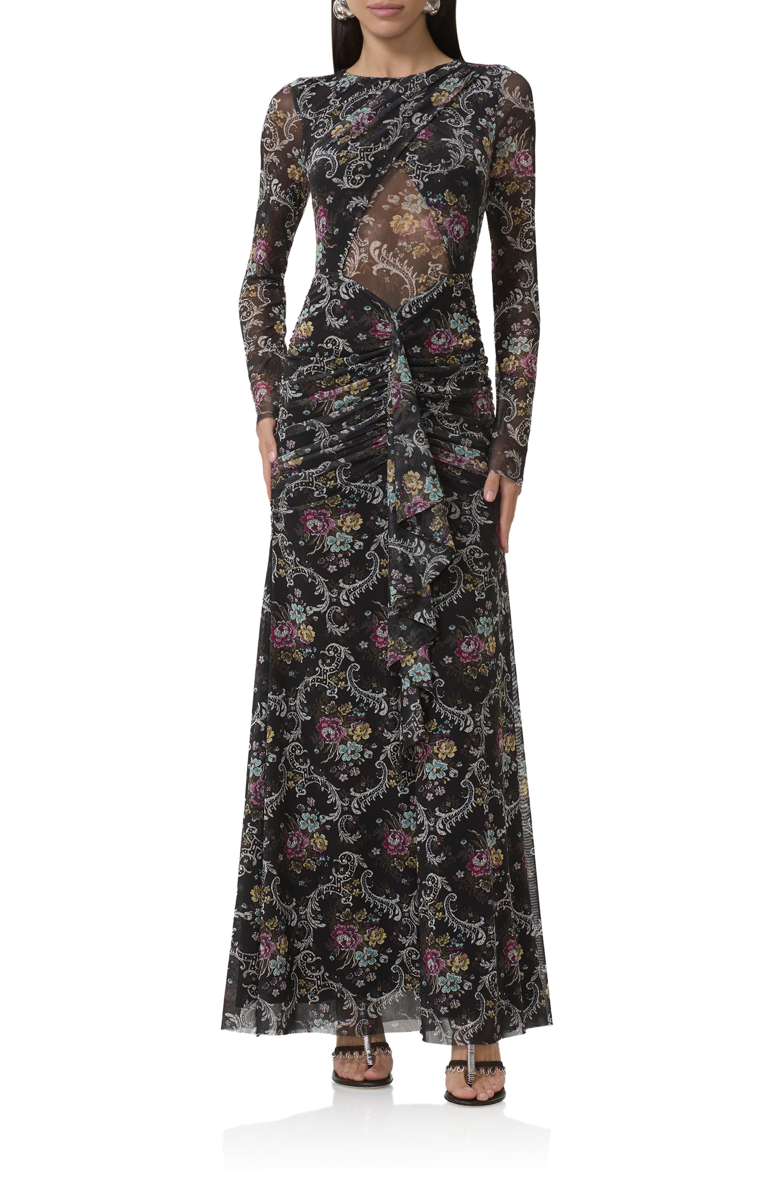 AFRM Daysa Shirred Long Sleeve Maxi Dress