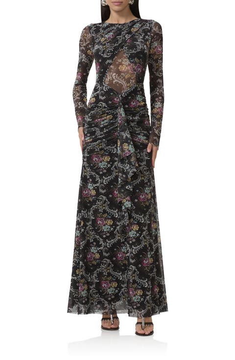 Daysa Shirred Long Sleeve Maxi Dress