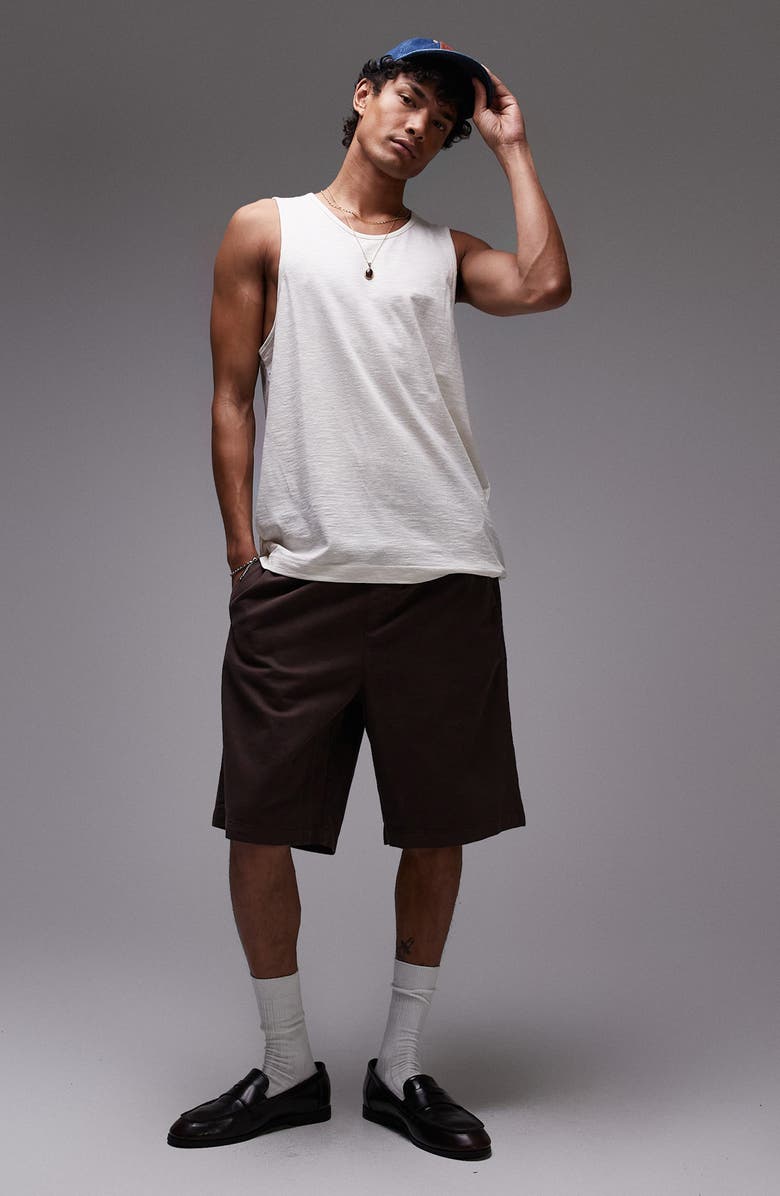 Topman Oversize Slub Cotton & Linen Blend Tank, Alternate, color, Ecru