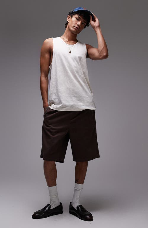 Topman Oversize Slub Cotton & Linen Blend Tank In White