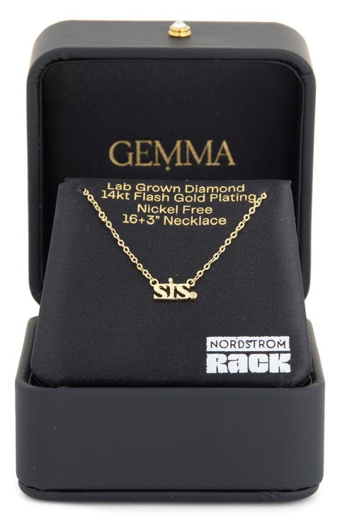 14K Gold Plated Lab Grown Diamond Sis Pendant Necklace