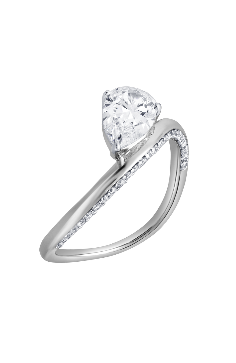 LuvMyJewelry Selena Silk Wave 1.4 Ct Pear Lab Grown Diamond Engagement Ring, Alternate, color, 14K White Gold