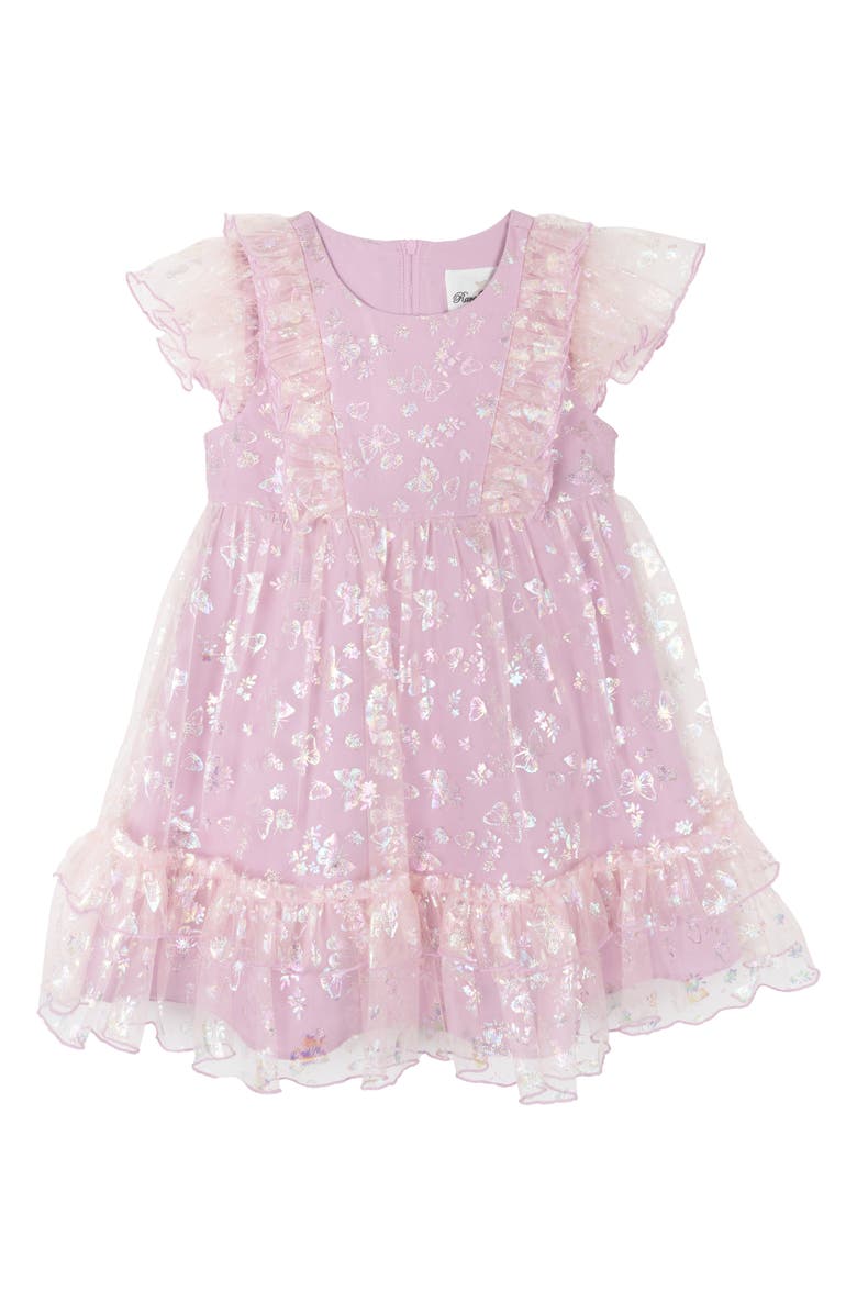 Rare Editions Kids' Iridescent Butterfly Mesh Dress, Alternate, color, 