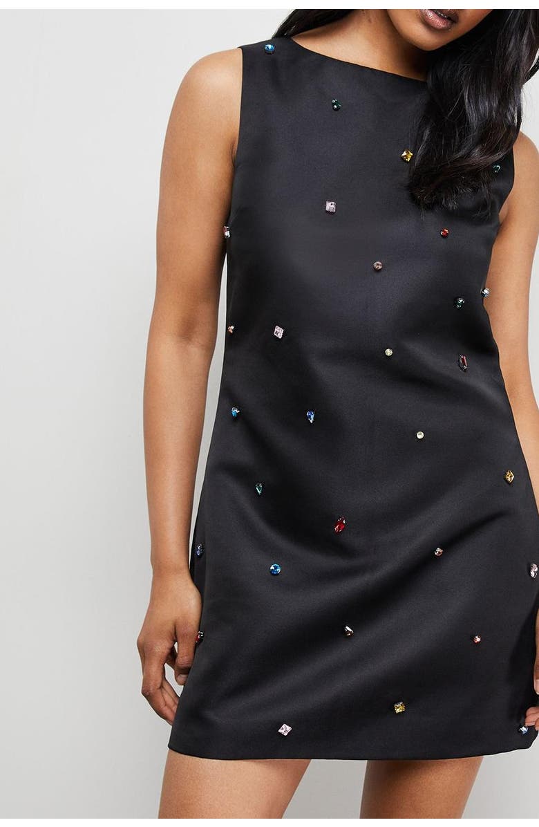 Warehouse Sleeveless Sequin Mini Dress, Alternate, color, Black