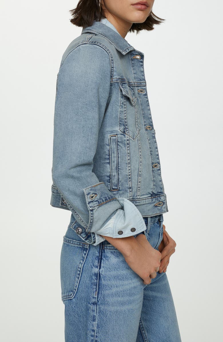 MANGO Crop Denim Jacket, Alternate, color, 