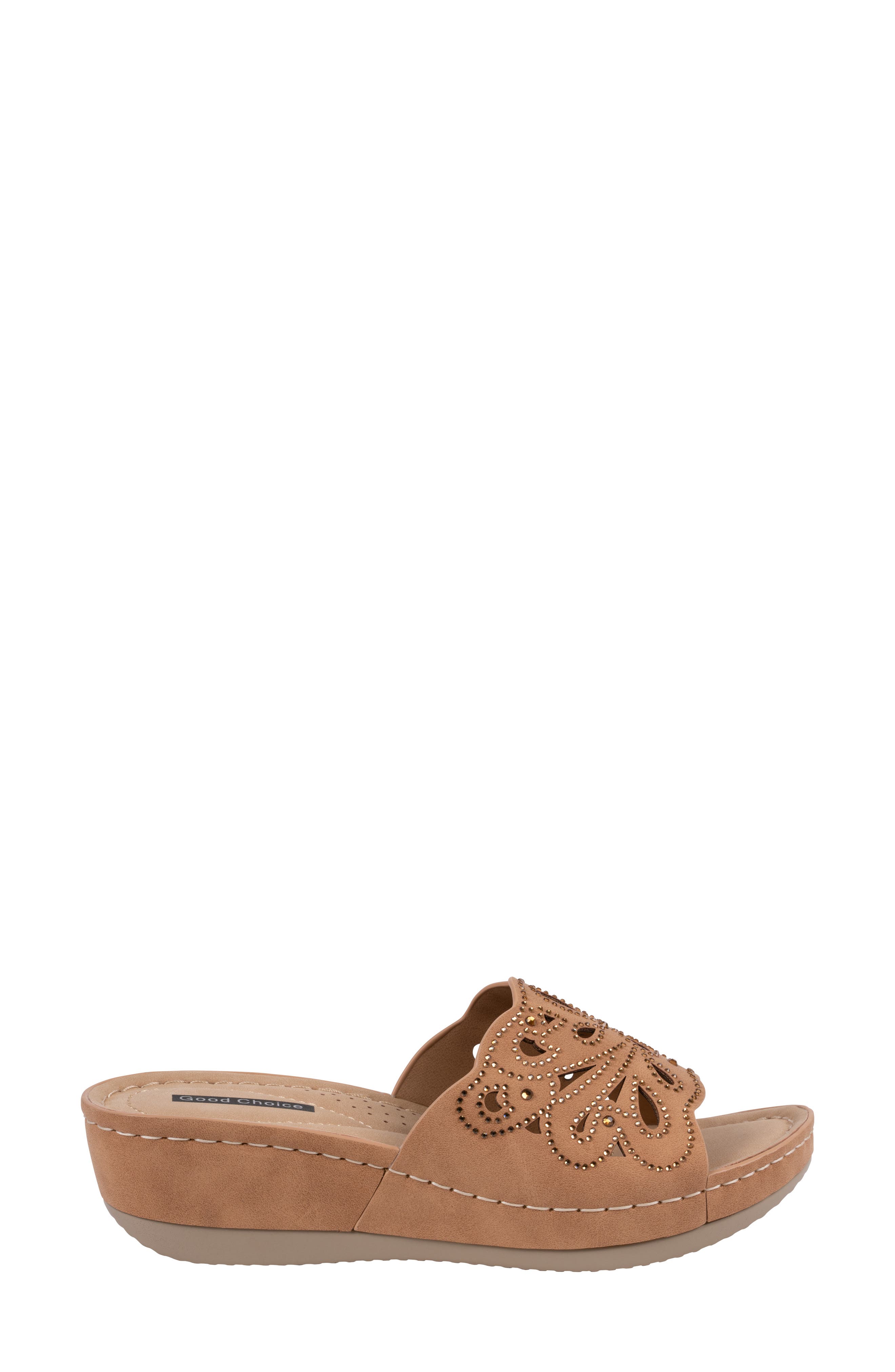 Izzy Embellished Wedge Sandal, Alternate, color, TAN