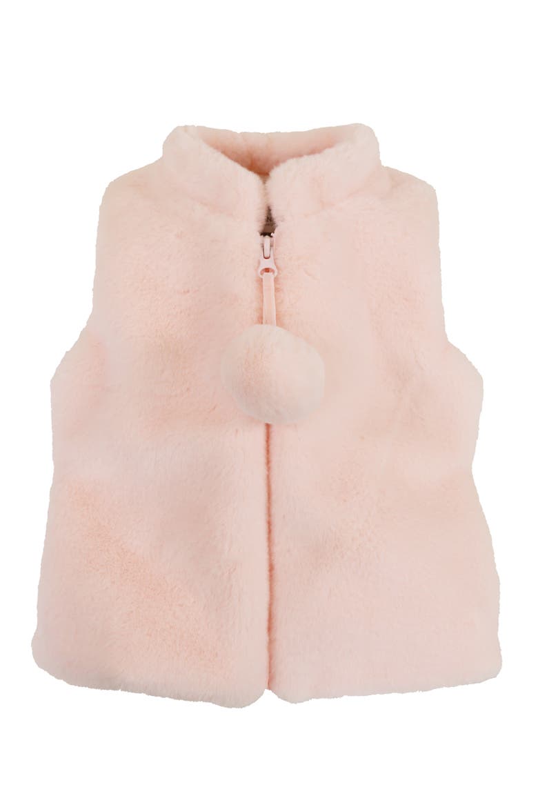 Faux Fur Zip Front Vest, Main, color, Rose Puff