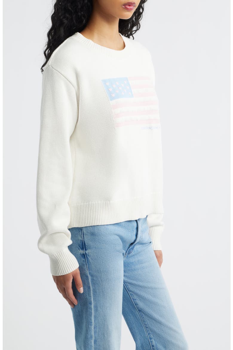 Ty Intarsia Flag Cotton Crewneck Sweater, Alternate, color, IVORY DREAMS