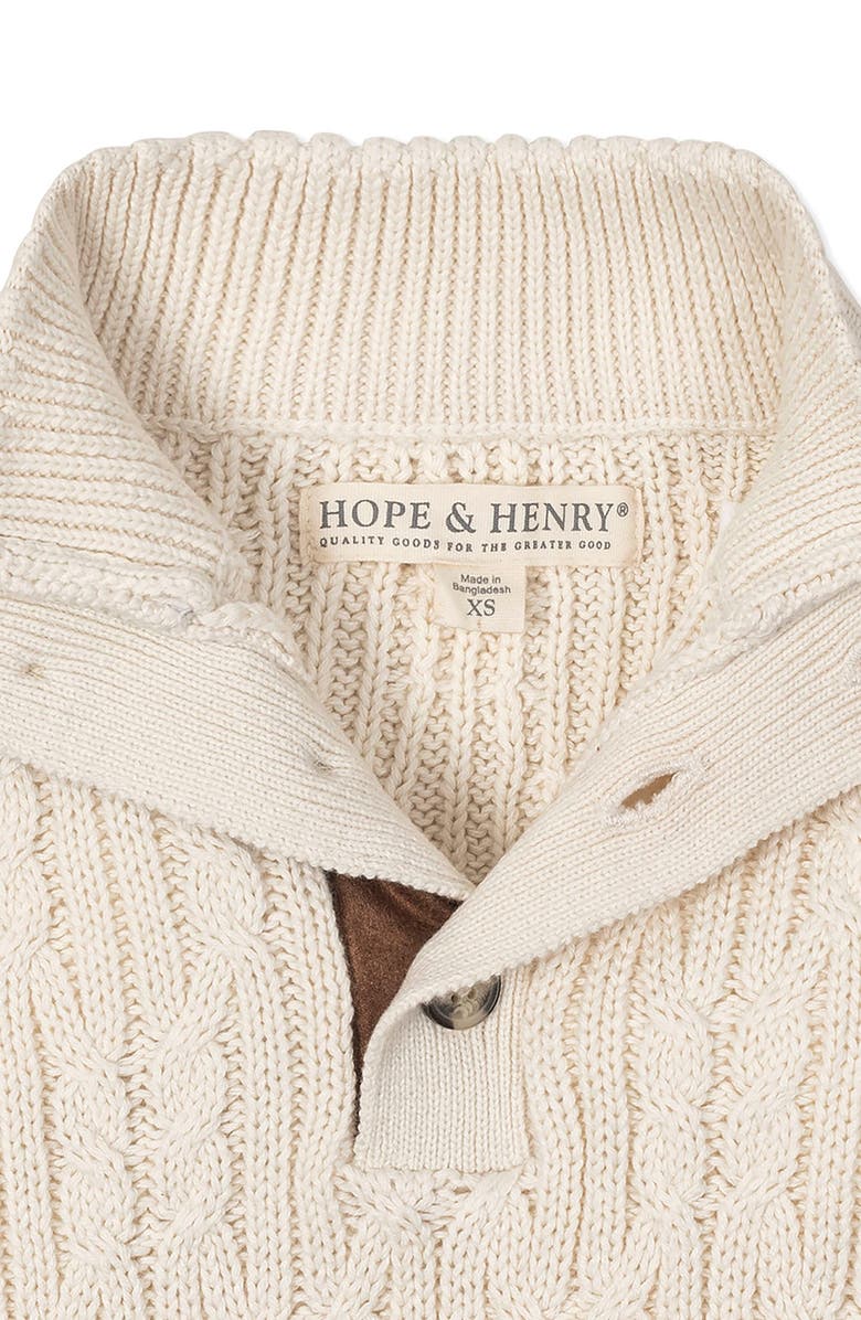 Hope & Henry Kids' Organic Mock Neck Cable Sweater, Alternate, color, Ivory Twist Cable