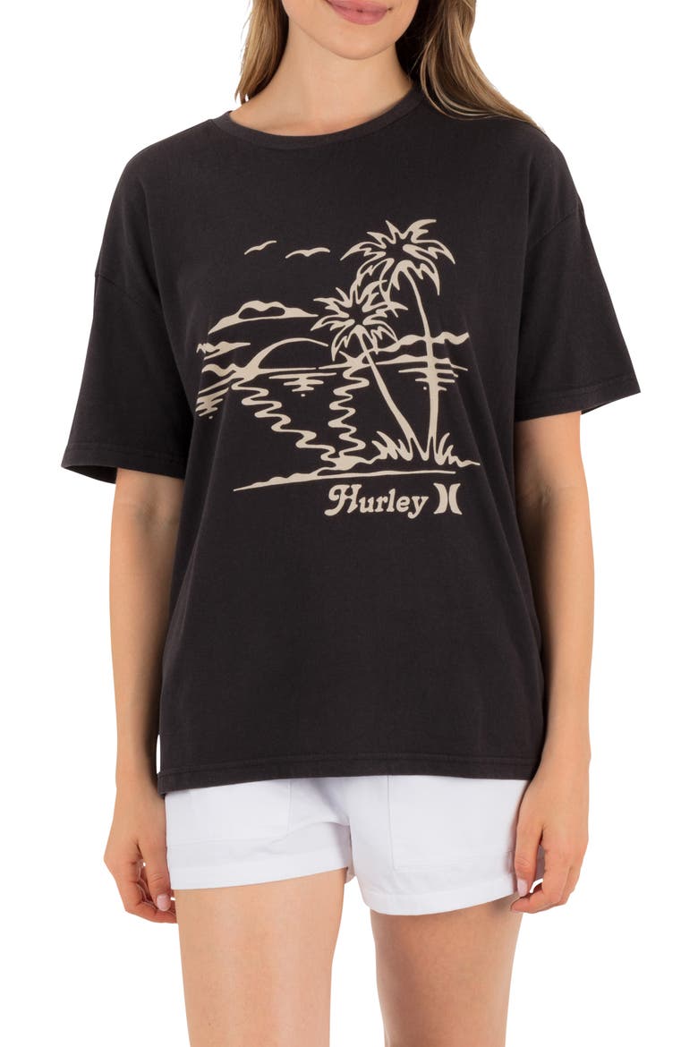 Fun in the Sun Graphic Boyfriend T-Shirt, Main, color, OFF BLACK