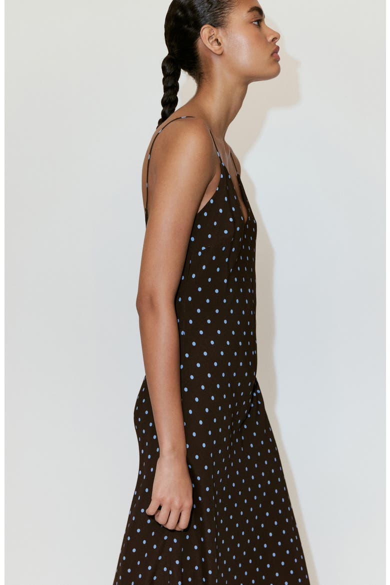 Printed V-Neck Slipdress, Alternate, color, CHOCOLATE