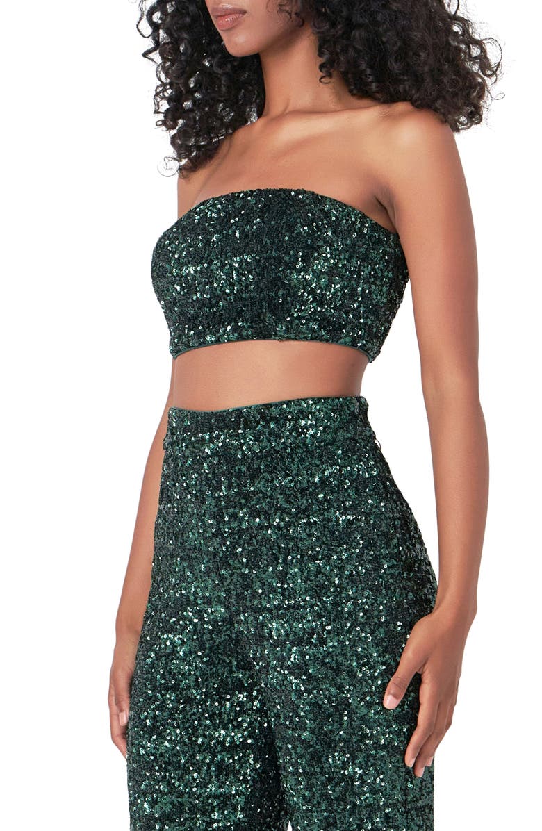 Endless Rose Sequin Bandeau Top, Alternate, color, Emerald
