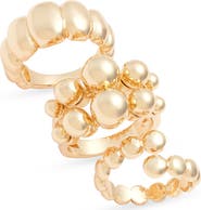 Open Edit Set of 3 Orb Textured Rings