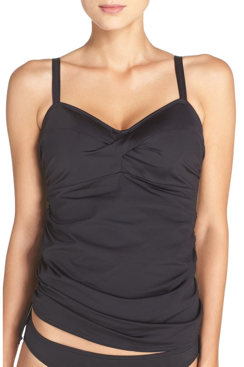 'Versailles' Underwire Tankini Top, Main, color, BLACK